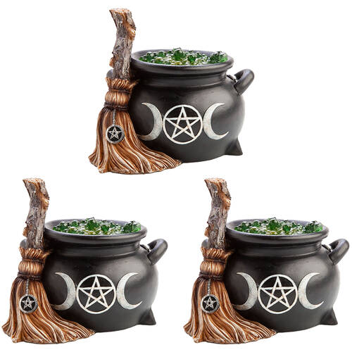 3PK Mystical Worlds Witches Cauldron LED Light Night Lamp Halloween Home Decor