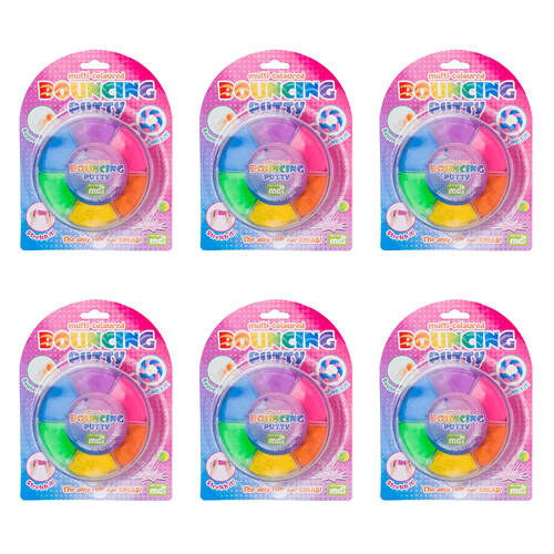 6PK MDI Bouncing Putty Kids Sensory Play Toy Multicolour 3y+
