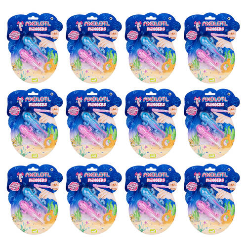 12x 2pc Axolotl Squishy Stretchy Rubber Flingers Toy 4.7x10cm Axolotl 3y+