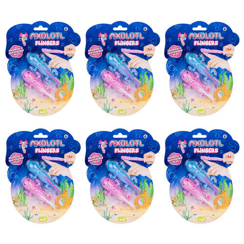 6x 2pc Axolotl Squishy Stretchy Rubber Flingers Toy 4.7x10cm Axolotl 3y+