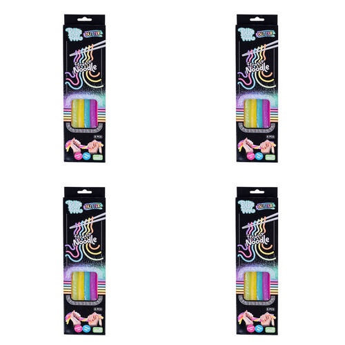4x 6pc Pullie Pal Super Stretchy Thick Noodles Glitter Kids Toy 25x1.2x1.2cm