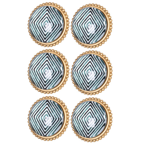 3x 2pc DWBH 5x7cm Metal Door Knob Glass Inset - Zebra
