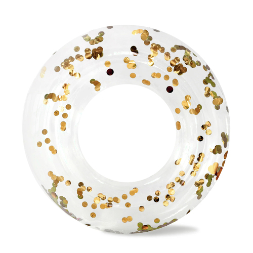 Minnidip Clear Float Ring w/ Confetti Gold Kids Inflatable Pool Toy 107cm