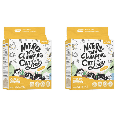 2x Cature 6L/2.4kg Milk Tofu Clumping Cat Litter Pellets