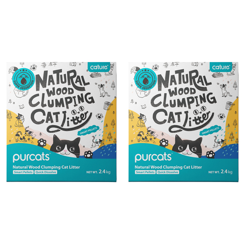 2x Cature Smart Pellets 6L/2.4kg Natural Wood Clumping Pet Cat Litter Boxed