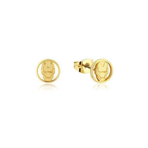 Couture Kingdom Sterling Silver Marvel Iron Man Stud Earrings 10mm - Gold