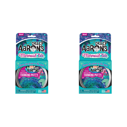 2PK Crazy Aarons Thinking Putty Mermaid Tale Glowbrights Toy 10cm 3y+