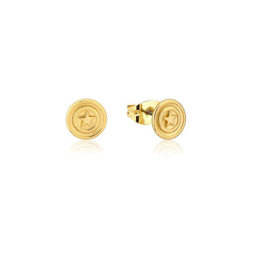 Couture Kingdom Sterling Silver Marvel Captain America Stud Earrings - Gold