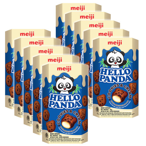 10PK Meiji Hello Panda Cookies n Cream Biscuits 45g