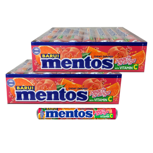 2x 14pc Mentos Inner Roll 29g Peach Orange