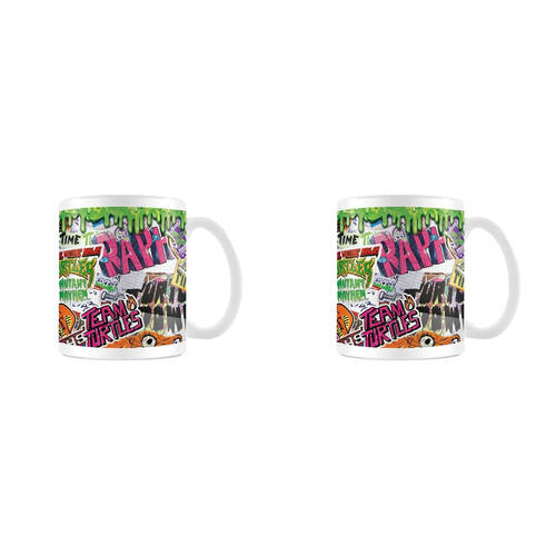 2PK TMNT Mutant Mayhem Sticker Bomb Coffee Mug/Cup Multicoloured