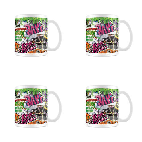 4PK TMNT Mutant Mayhem Sticker Bomb Coffee Mug/Cup Multicoloured