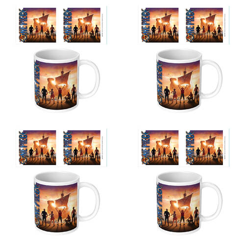 4PK One Piece Live Action Set Sail Ceramic Mug Drinking Cup White 9x11cm