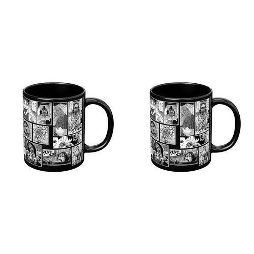 2PK Anime Junji Ito Nightmares Coffee Mug/Cup Black And White