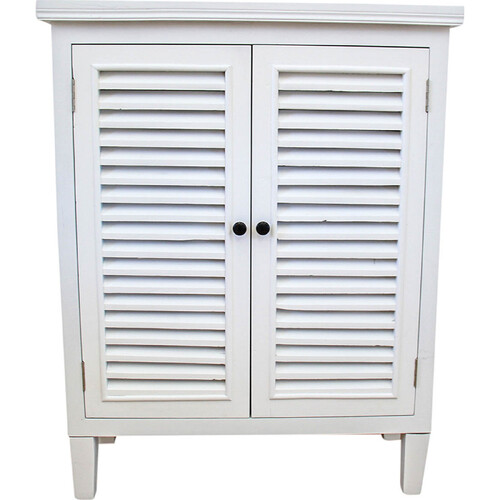 LVD Louvre Timber Wood 80x102.5cm 2-Door Cabinet Furniture Rect - White