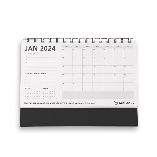 MiGoals 2024 Daily B5 100gsm Desk Calendar - White