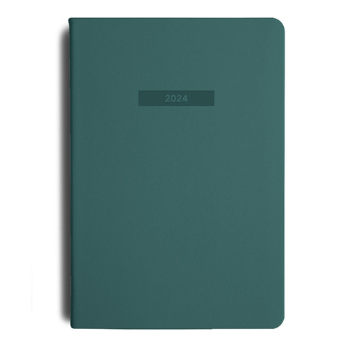 MiGoals 2024 Diary A5 PU Leather Weekly Spread Soft Cover - Green