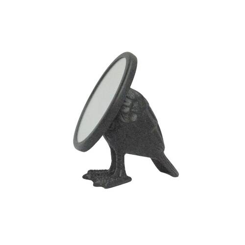 White Moose Bird Home Decor Metal/Glass Tabletop Mirror 15x13x13cm Black