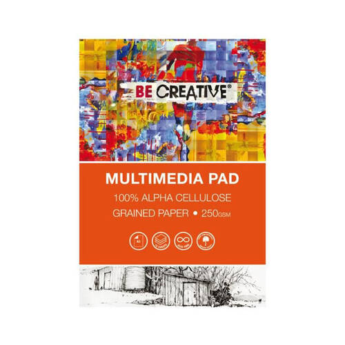 Be Creative Mixed Media Multi-Purpose Natural Grain Drawing Art Pad 250gsm A3