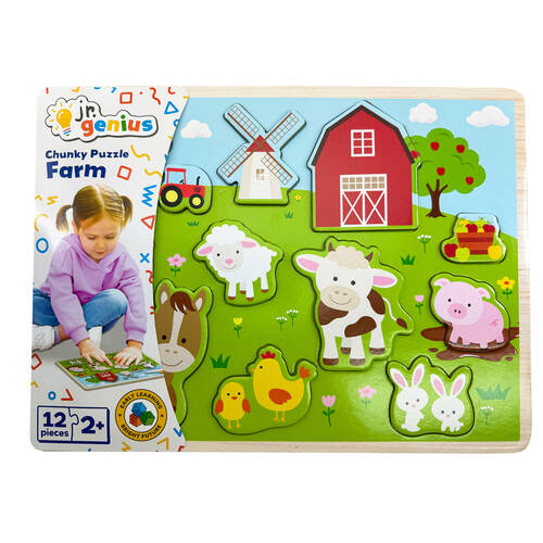 12pc Jr.Genius Chunky Puzzle Farm Educational Toy Kids 3y+