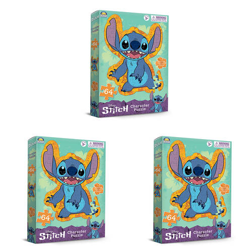 3x 46pc Stitch Character Jigsaw Puzzle 38x28cm Kids 3y+