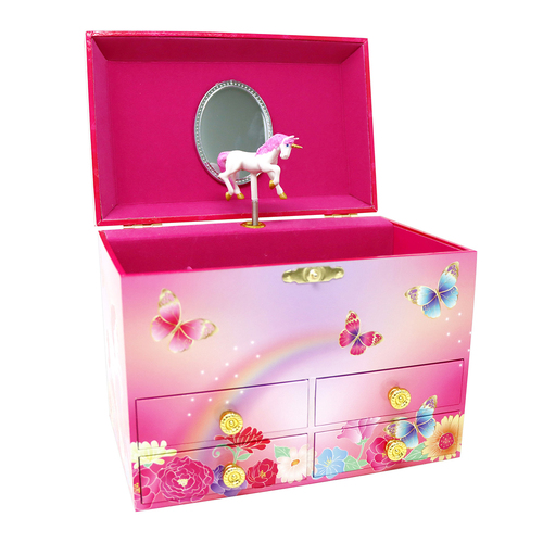 Pink Poppy Unicorn Butterfly Medium Musical Jewellery Box 3y+