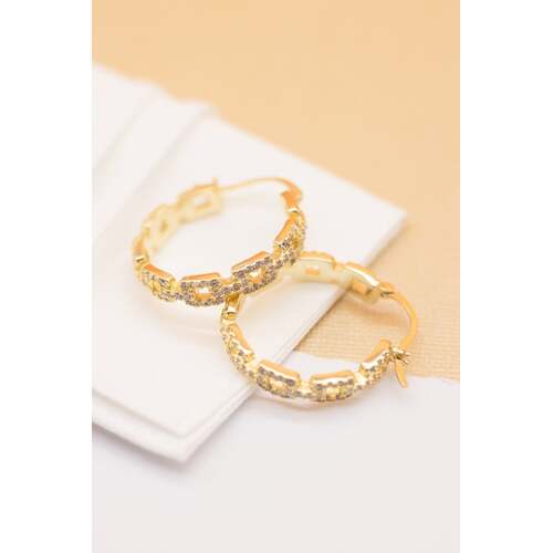 D'oro Love Link Women's Hoops Earrings 18k Gold Filled Fashion Jewellery