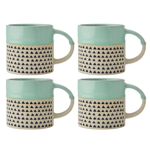 4PK Mikasa 390ml Wax Resist Glaze Coffee Mug Cup Clay Green