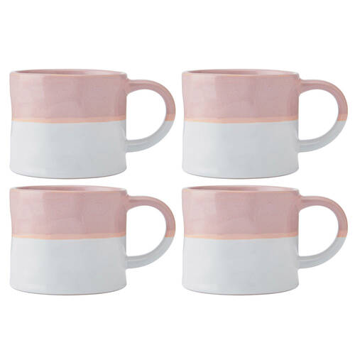 4PK Mikasa 350ml Ombre Coffee Mug Cup Clay Drinkware Pink/White