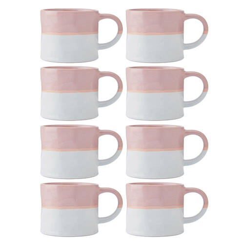 8PK Mikasa 350ml Ombre Coffee Mug Cup Clay Drinkware Pink/White