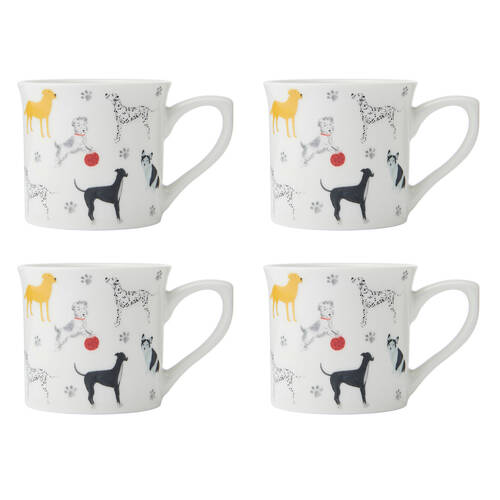 4PK Mikasa Stoneware Fluted Coffee Mug Drinkware 250ml - Dog