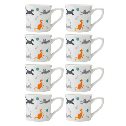 8PK Mikasa 250ml Cat Fluted Coffee Mug Cup Clay Drinkware