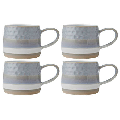 4PK Mikasa 320ml Textured Ombre Coffee Mug Cup Stoneware Grey