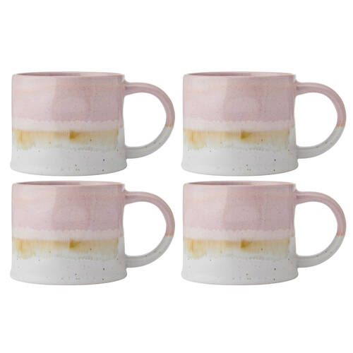 4PK Mikasa 450ml Reactive Glaze Coffee Mug Cup Stoneware Pink