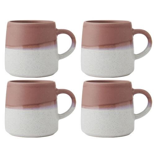 4PK Mikasa 400ml Reactive Glaze Coffee Mug Cup Stoneware Pink