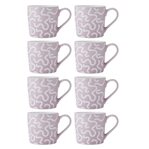 8PK Mikasa 360ml Textured Purple Swirl Coffee Mug Cup Stoneware Purple