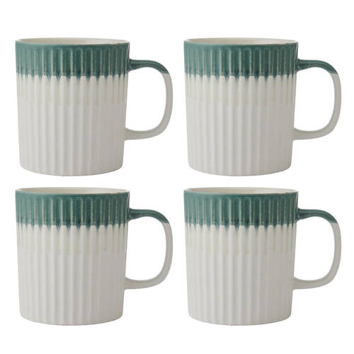 4PK Mikasa 410ml Textured Coffee Mug Cup Stoneware Green