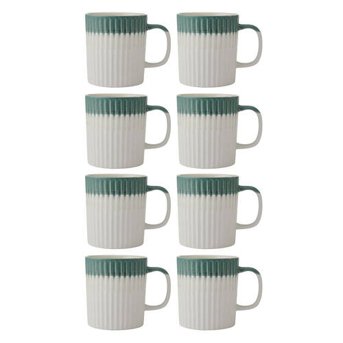 8PK Mikasa 410ml Textured Coffee Mug Cup Stoneware Green