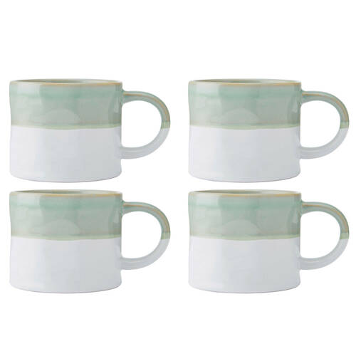 4PK Mikasa 350ml Ombre Coffee Mug Cup Stoneware Green/White