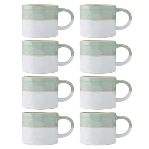 8PK Mikasa 350ml Ombre Coffee Mug Cup Stoneware Green/White