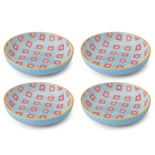 4PK Mikasa Mosaic Ceramic Bowl Round Dinnerware 21cm Blue