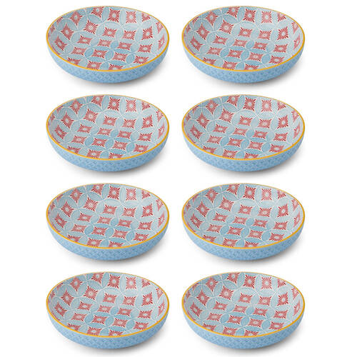 8PK Mikasa Mosaic Ceramic Bowl Round Dinnerware 21cm Blue