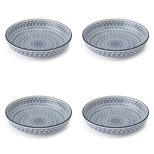 4PK Mikasa Glazed Stoneware Coupe Bowl Modern Mediterranean Design 21cm Blue