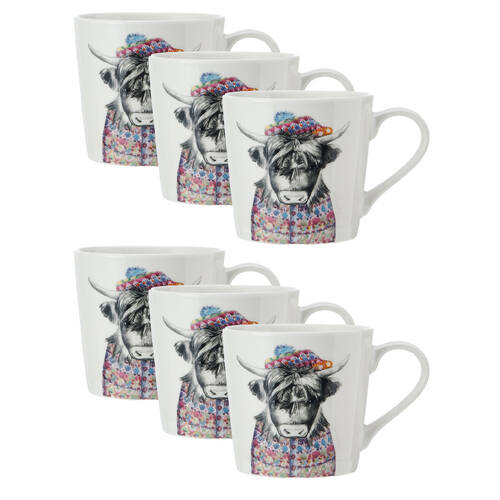 6PK Mikasa x Tipperley Hill Fine China Cow Themed Coffee Tea Drinking Mug 380mL