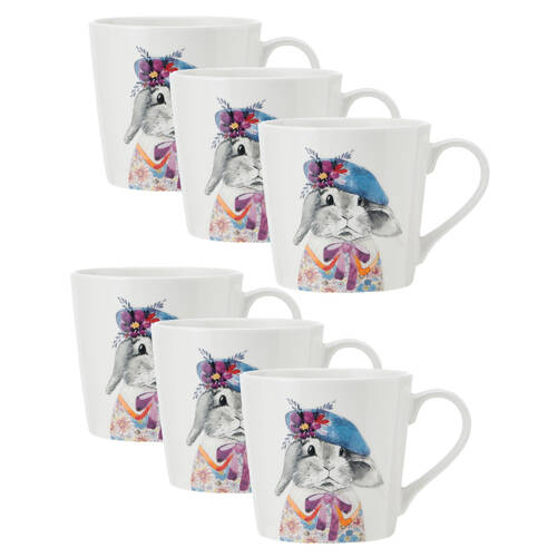 6PK Mikasa x Tipperley Hill Fine China Rabbit Themed Coffee Tea Drinking Mug 380mL