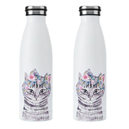 2PK Mikasa x Tipperley Hill Cat Themed Sleeved Insulated Water Bottle 500mL