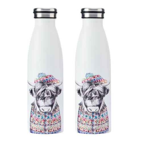 2PK Mikasa x Tipperley Hill Cow Themed Sleeved Insulated Water Bottle 500mL