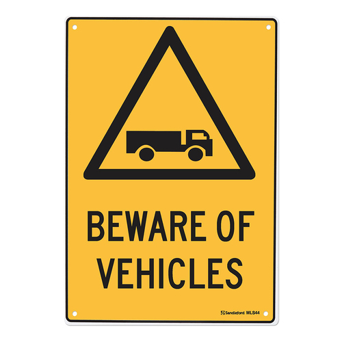 Beware Of Vehicles Sign 450x300x1mm Polypropylene