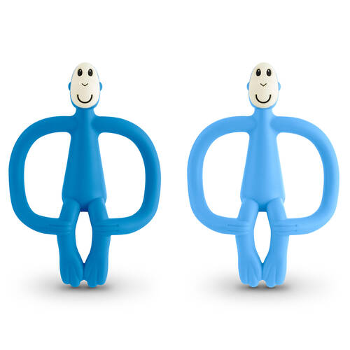 2x Matchstick Monkey Teething Toy and Gel Applicator - Blue/Baby Blue