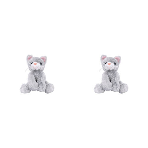 2PK Mary Meyer Catsy Kitty Cat Plush Toy Stuffed Animal 10x15cm - Grey